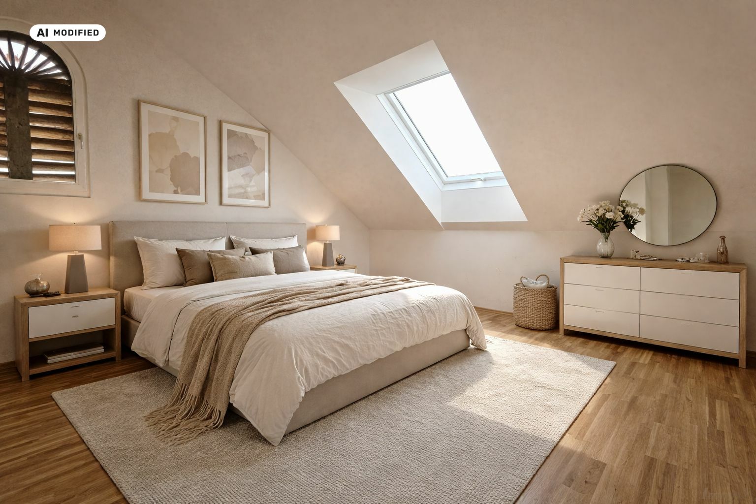 KI-bearbeitet – Schlafzimmer KI-Einrichtugnsvorschlag
