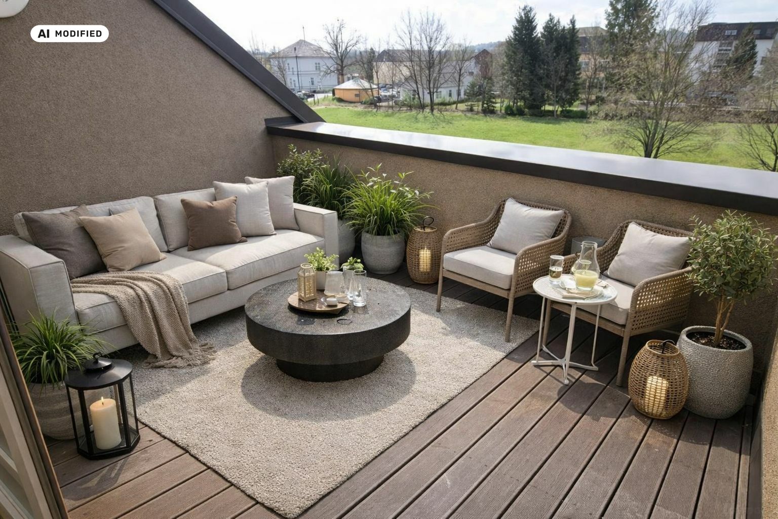 KI-bearbeitet – Loggia KI-Einrichtungsvorschlag