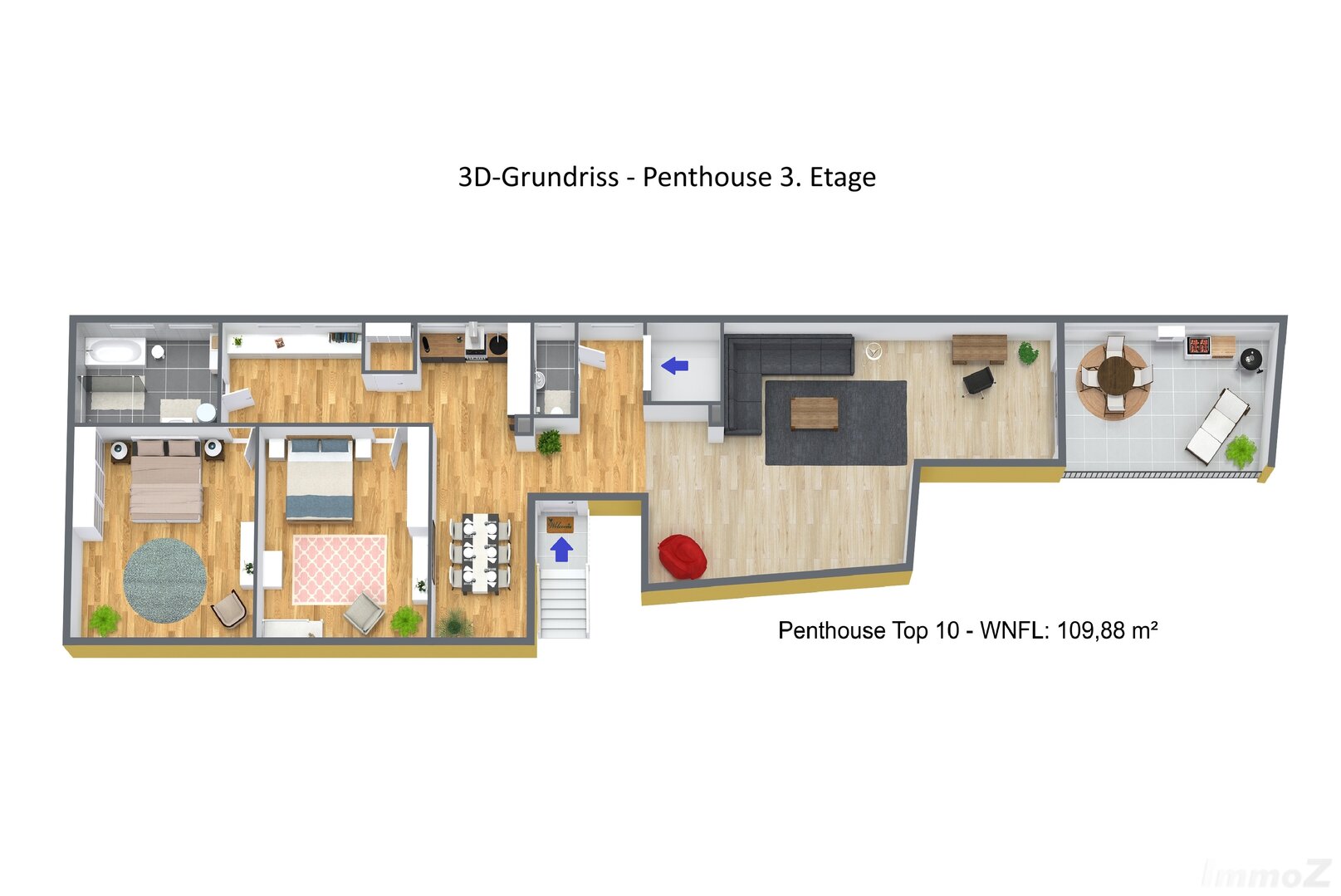 3D-Grundriss - Münzgrabenstrasse152 Top 10 - 3. Etage