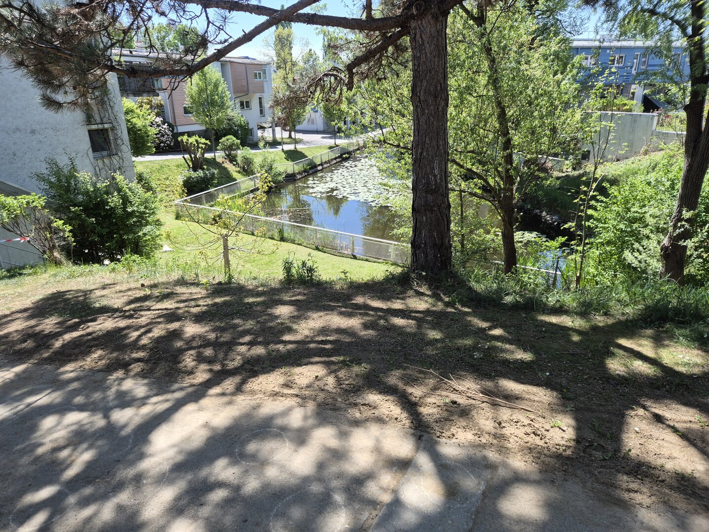 Blick zum Teich der Anlage