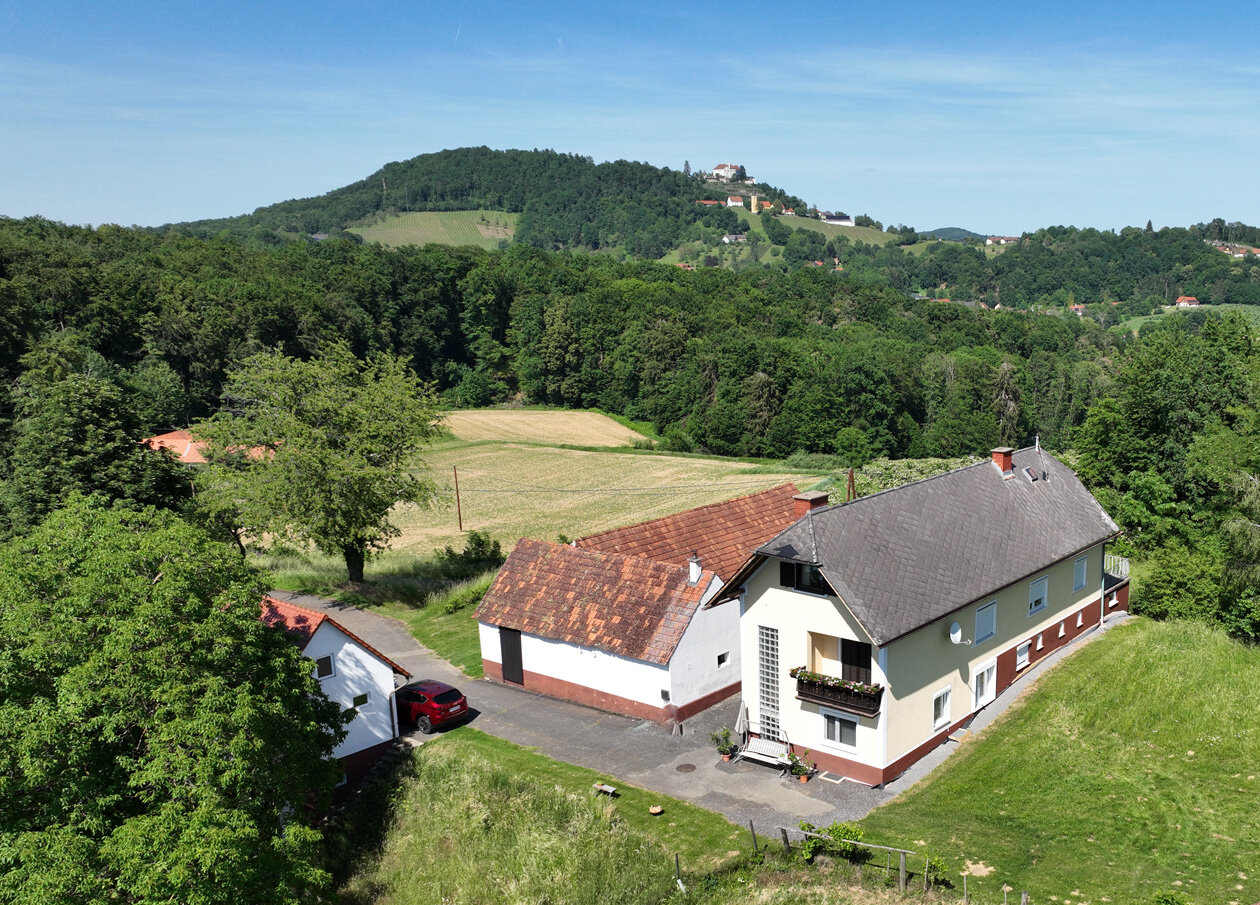 Zweifamilienhaus mit eigenem Wald, Obstgarten und Schlossblick. Wo Rehe ihre Nachbarn sind