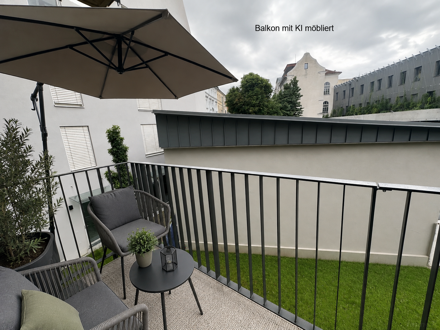 Balkon mit Ki möbliert
