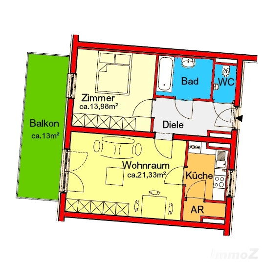 Provisionsfreies Stadtapartment mit Balkon - Rosenkranzgasse
