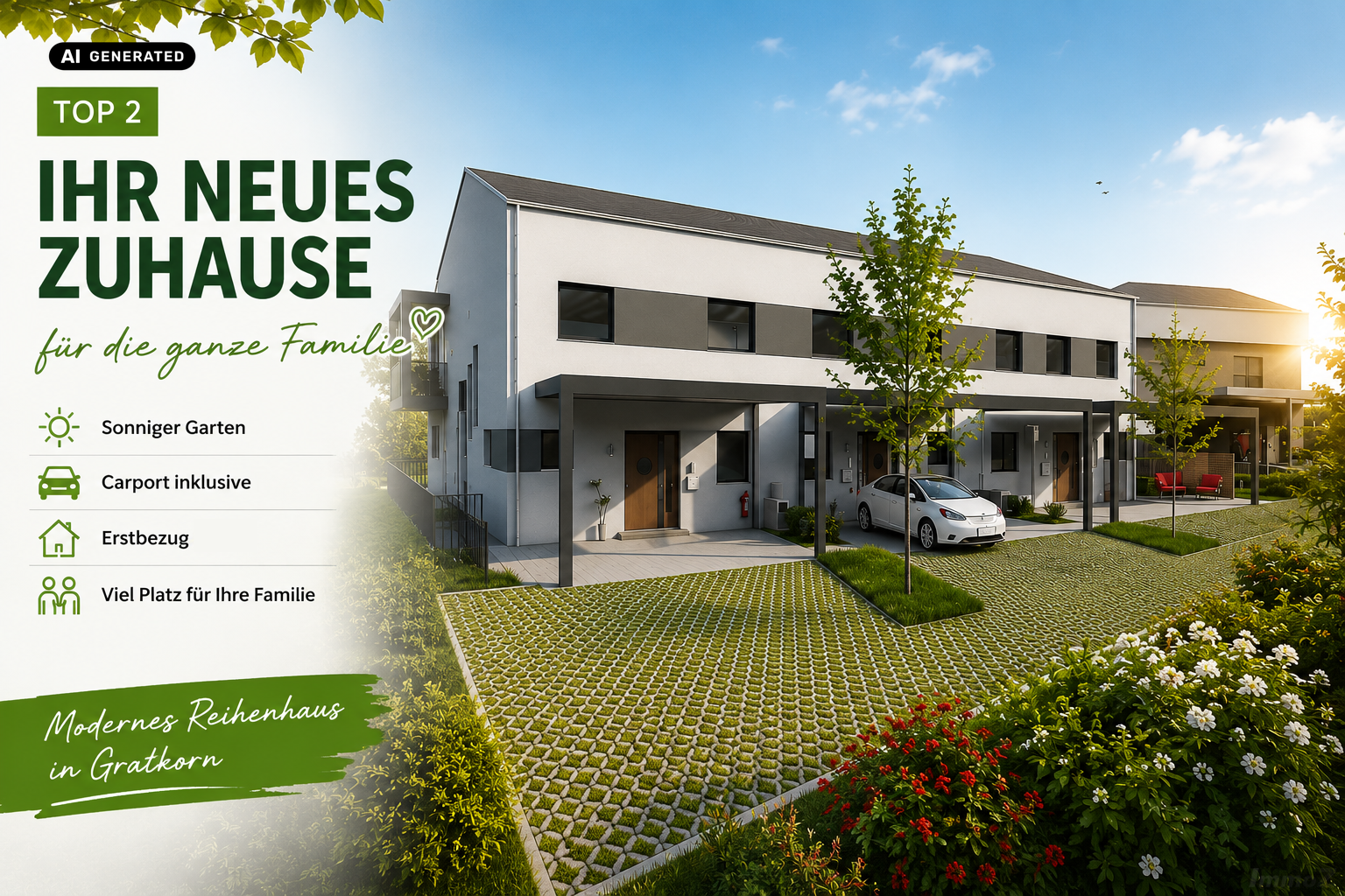 Modernes Reihenhaus in Gratkorn mit Garten, Carport & 4 Zimmern – Erstbezug 2027