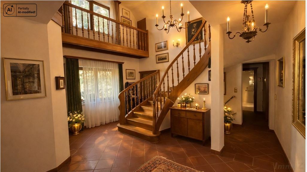 Repräsentative Villa mit Turmzimmer, Bibliotheksgalerie & Gartenparadies mit beheiztem Pool!