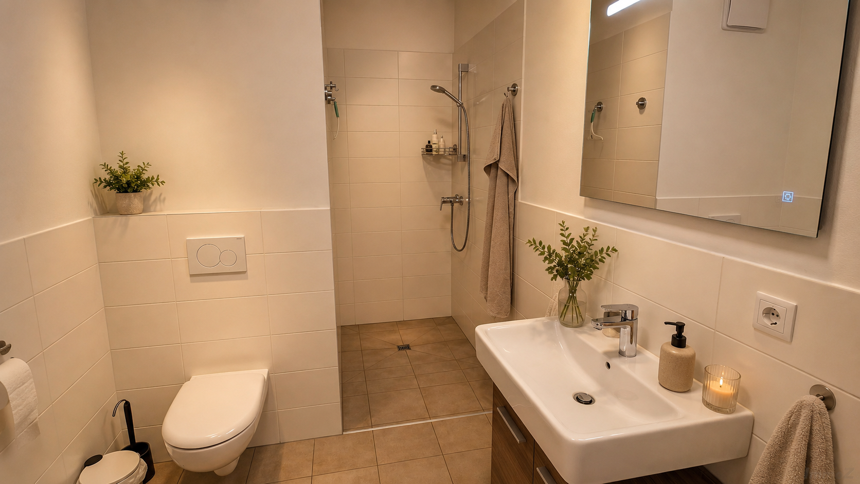 Badezimmer mit Walk-In-Dusche!