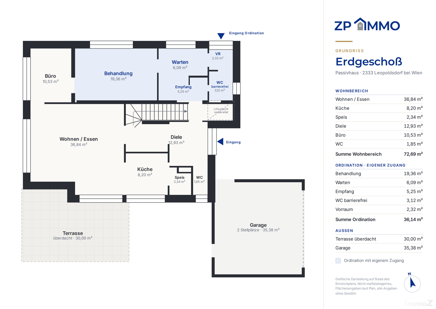 Passivhaus mit beheiztem Pool, Dachterrasse und separater Ordination ? unverbaubarer Gr�nblick /  / 2333&nbsp;Leopoldsdorf bei Wien / Bild 18