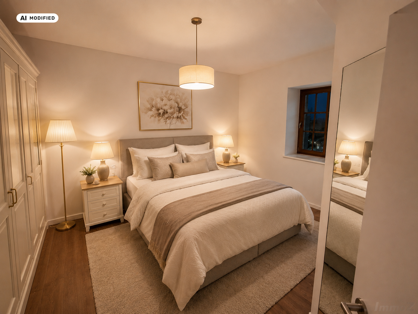 KI-bearbeitet – Schlafzimmer im DG