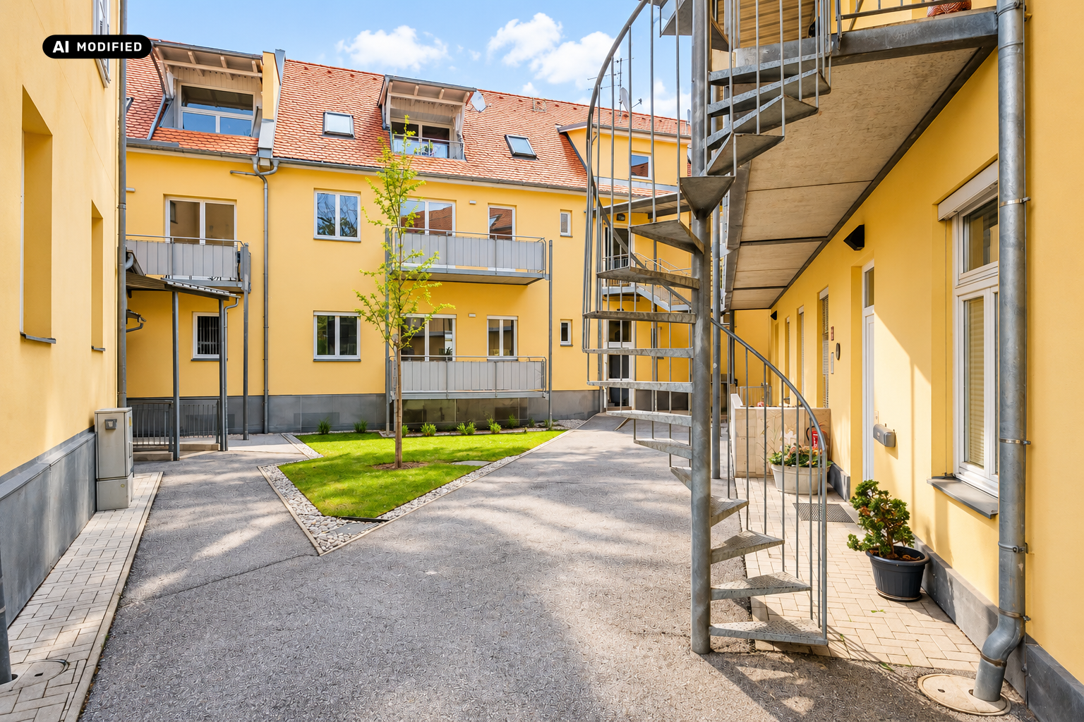 KI-bearbeitet – Innenhof
